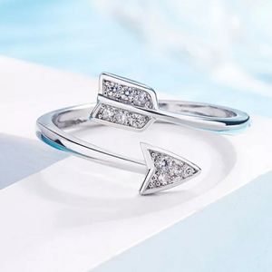 NEW 925 STERLING SILVER PLATED DIAMOND ARROW RING